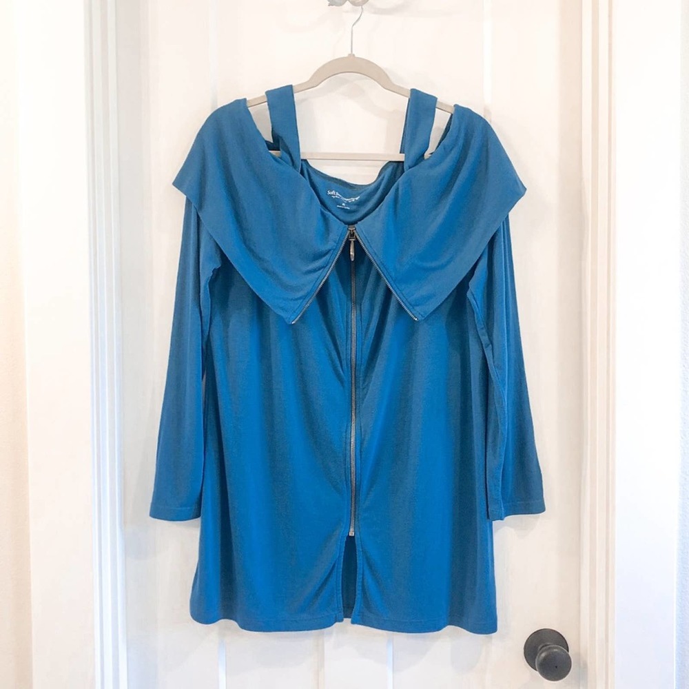 Soft Surroundings Blue Cold Shoulder Blouse XL